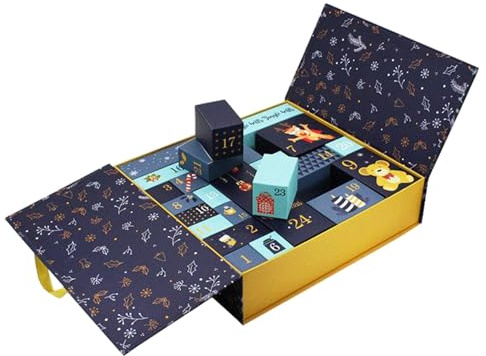 Adventskalender zum Befüllen, Weihnachts-Adventskalender 2024, leere 24 Raster, Countdown-Kalenderboxen, machen Sie Ihren eigenen Gefallen im Adventskalender