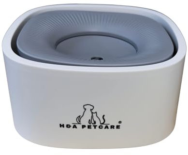 H&A PETCARE Non-Spill Water Bowl, 1.5L Travel Dog Bowl, Anti-Spill Splash Proof for Puppies, Large Pets & Cats (White & Grey)