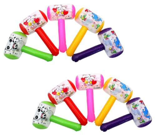 BESTonZON Inflatable Hammer Toys with Bell 10 Pack - Squeaky Blow up Mallets for Kids Party Favors Pool and Beach Fun Birthday and Holiday Activity Toys