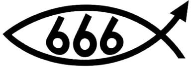 JIFENLI Autoaufkleber 16,3 cm * 5,8 cm lustige 666 Fisch kreative Aufkleber Auto Aufkleber schwarz Silber Vinyl