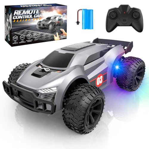 Coche Teledirigido, 2.4Ghz Alta Velocidad Drift RC Car con Luces LED Monster Truck Regalos Navidad Cumpleaños, Recargable Camion Radiocontrol Coches Juguetes para Niños 5 6 7 8 9 10 Años Juegos