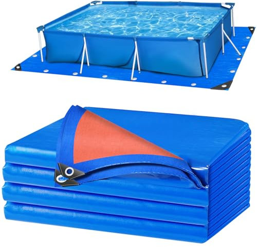 RGJ 24 x 12 Ft Pool Liner Pad for Above Ground Pools, Thickened Pool Mat Tarp for Under Pool, Dual-Color Pool Ground Pad Cloth Floor Mat for Pool Bottom, Puncture Protection & Extend Liner Life