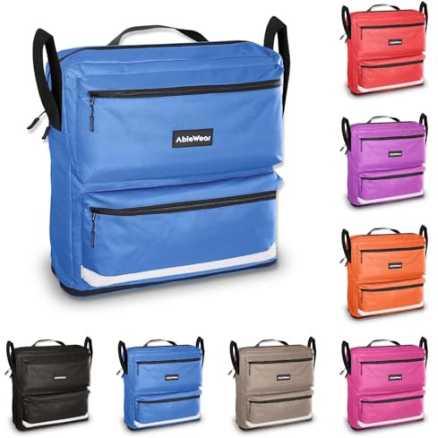 AbleWear Rollstuhltasche - Blau | Rollstuhlzubehör | Erweiterbare Aufbewahrung | Tasche für Rollstuhl | Rollstuhl-Einkaufstasche | Taschen für Rollstuhlrückseite | Rollstuhltaschen für Stuhllehne