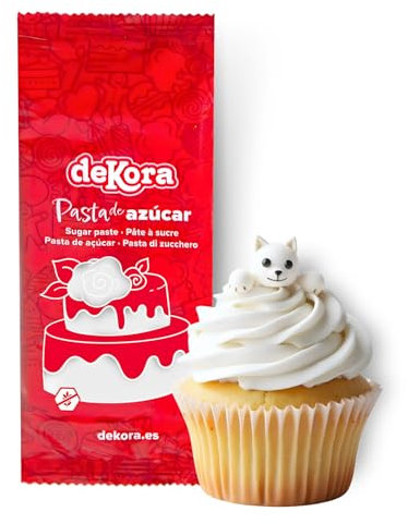 Dekora – Weiße Zuckerpaste Fondant 150g – Perfekt für Torten & Backdekoration – Gluten- und Laktosefrei – Vanillegeschmack – Weich, flexibel & leicht zu formen für kreative Dekorationen