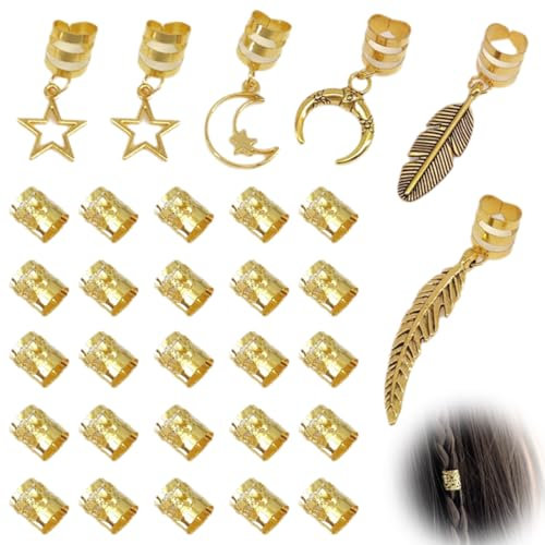 XIWJLWO 26-teiliges Haarschmuck-Set für Zöpfe – Goldene Haarperlen & Spiralen für Dreadlocks, Flechtfrisuren & Braids – Flexibel & Wiederverwendbar – Für Damen, Herren & Kinder​