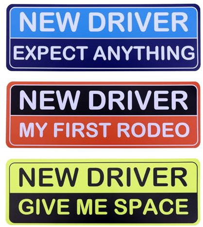 3 pezzi Magnete per Nuovi Conducenti, Riflettente Adesivo Magnetico Rimovibile Adesivo per Paraurti Auto Neopatentati Segnale di Avvertimento per Studenti Alla Guida