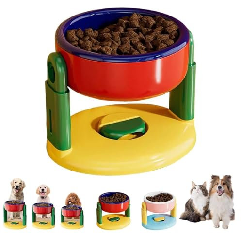 Gamelle à ventouse pour animaux de compagnie, hauteur réglable, pour chats et chiens, bol d'eau anti-déversement, facile à nettoyer, design durable (rouge)