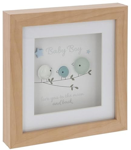 Shudehill Giftware Pebble Glass Square Plaque Baby Boy Wall Art