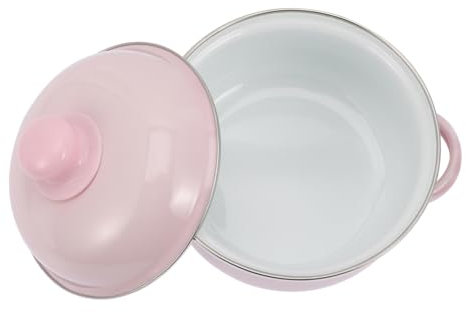 KOCKSHION Cacerola de Esmalte Doble Asa para Inducción Olla de Cocina para y Comidas Caseras Color Rosa