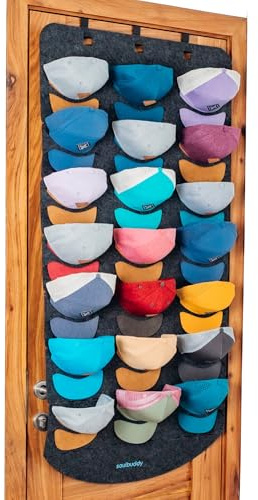 Soulbuddy Cap Organizer für 21 Caps | Aufbewahrung für Schirmmützen | Hängeregal für Kappen | Hat Storage | Baseball Cap Halter