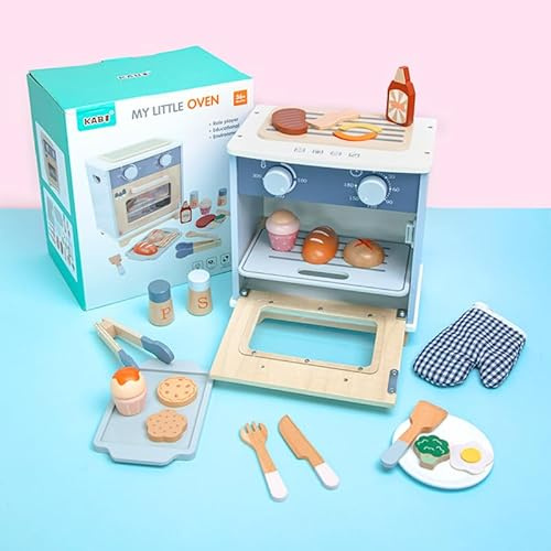 My Little Oven Wooden Play Kitchen for Children, Mini Oven Toy with Accessories, 26 x 18 x 28 cm, Role Play & Kitchen Accessory Set, from 3 Years, EN71 & CE Tested