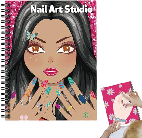 Generisch Sticker Activity Book - 8.46 Inch Colouring Templates Set for Creative, Nail Design with Book, Fingernail Art for School, Nursery Teacher, Home, Travel, Teenagers, Girls, Children's Room