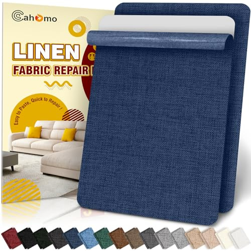 Flicken Selbstklebend Stoff, Cahomo Leinenstoff Patches Stoffflicken Selbstklebend, 20x30 cm 2 Stück Leinen Reparatur Patches für Sofa, Autositze, Bootssitze, Bürostuhl, Vorhang - Marineblau