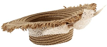 TOGEVAL Sombrero de Paja para Muñecas con Lazo de Encaje Decoración Artesanal para Accesorios de Muñecos Adornos Duraderos y Creativos para Coleccionistas y Manualidades