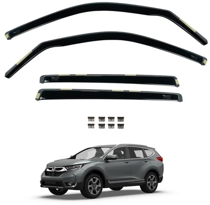 Team HEKO Wind Deflectors for Honda CR-V 2018-2023 Front and Rear Set of Window Deflectors, Accessories Smoked UV & Scratch Resistant Acrylic In-Channel Fitting Air Ventilation & Rain Protection