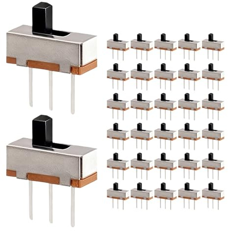 200 Stück Mini Schiebeschalter, 3-Pin SPDT Schalter für PCB-Panel, Schiebeschalter 0.5A 50V, Schiebeschalter Mini, für DIY Projekte, Nennspannung 50V DC, Nennstrom 0,5A, 3 mm Stiftgröße