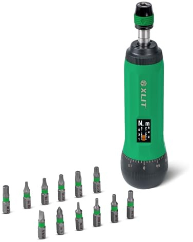 XLIT Set di cacciaviti dinamometrici da 13 pezzi, 1-6 Nm | Set di cacciaviti dinamometrici da 1/4 con meccanismo a sgancio rapido, punte in acciaio S2 per bicicletta
