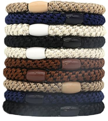 Knekkies Haargummi Original, Damen Haargummis 10 Stück aus weicher Baumwolle, elastische geflochtene Hair Ties Zopfgummis schonend für dickes Haar und Alltag