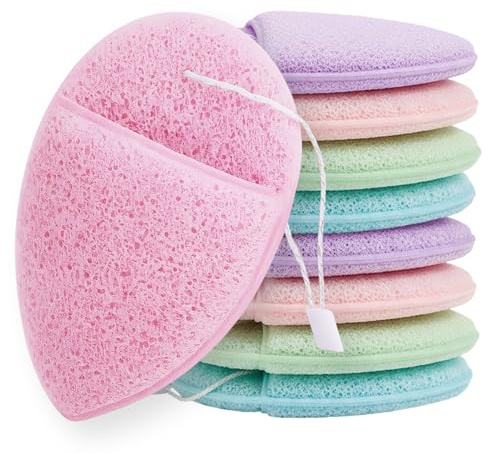 8Pcs Face Sponge, Glove Style Cleansing Sponges for Gentle Facial Cleaning, Reusable Faces Scrubber Pads for Women for Washing Face, Daily Facial Cleans, Makup Remover (Colorful)