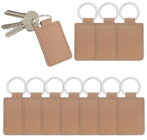 Ymapinc 10 Stück DIY Schlüsselanhänger für Laser Gravieren Leder Schlüsselanhänger Rohlinge Laser Leder Rohlinge für Personalisierte Geburtstagsgeschenke Schlüssel Anhänger Taschenzubehör