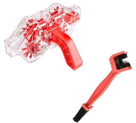 ROSSRORE 2-in-1 Bike Chain Cleaner Tool - Transparent Plastic Chain Cleaning Device Bike Brush Maintenance Tool for Road, Mountain MTB & E-Bike Compatible with Bio Degreaser for Drivetain Maintenance
