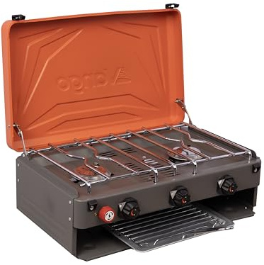 Vango Magma Dual Burner Camping Stove with Infrared Grill – 2 x 3kW Portable Gas Cooker, Piezo Ignition, EN417 Compatible – High Power Outdoor Stove for Camping, Caravans & BBQ Cooking