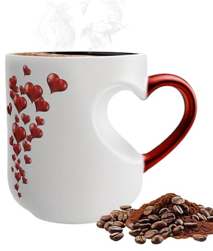 Générique Tasse Sensible À La Chaleur, Thermoréactif Amour Change Café Magique, Mug Effet Thermique Mugs Change De Couleur En Fonction La Température Du Liquide