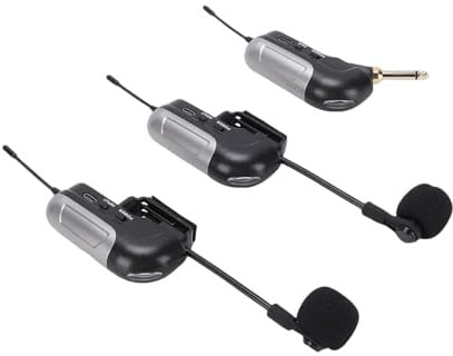 Tosuny Drahtloses UHF Mikrofonsystem für Akkordeon, Zweikanal, 30 M Reichweite, 6 Stunden, Bühnenleistung, High Fidelity 24 Bit Audio mit 360°-Tonabnehmer für Live Sound
