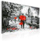 B&D XXL - Wandbilder 60x40 cm 1 tlg - Wand Deko Vlies Leinwand Bilder Groß Wanddeko Wohnzimmer Schlafzimmer Kunstdrucke - London grau rot wie gemalt d-B-0158-b-a