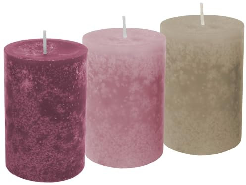 Unbekannt 3 Stumpenkerzen Kerzen Mix Beere Rosa Taupe Kerzendeko Tischdeko Hochzeit Kommunion Konfirmation