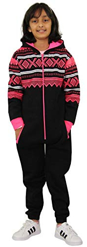 A2Z 4 Kids Girls And Boys Fleece Onesie Aztec Snowflake Print All In One Jumpsuit Playsuit Nightwear New Age 7-13 Years