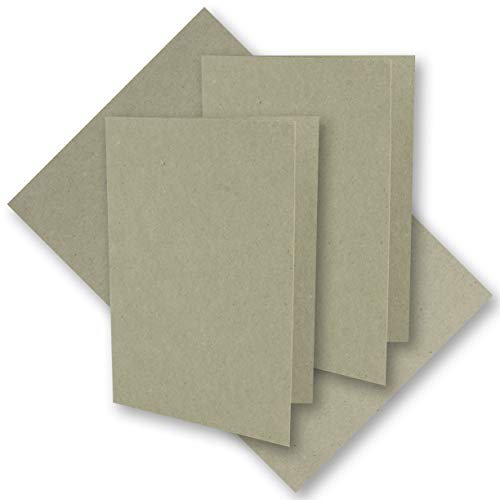 50x graues Vintage Kraftpapier Falt-Karten 105 x 148 mm - DIN A6 - Natur-Grau - Recycling - 220 g blanko Klapp-Karten - UmWelt by GUSTAV NEUSER