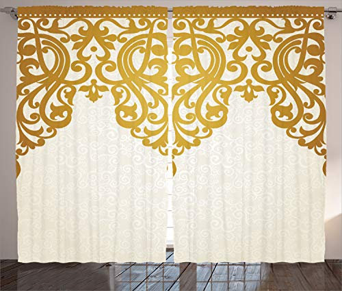 ABAKUHAUS viktorianisch Rustikaler Vorhang, Mittelalterliche Barock-Kunst, Wohnzimmer Universalband Gardinen mit Schlaufen und Haken, 280 x 245 cm, Hellbraun Creme