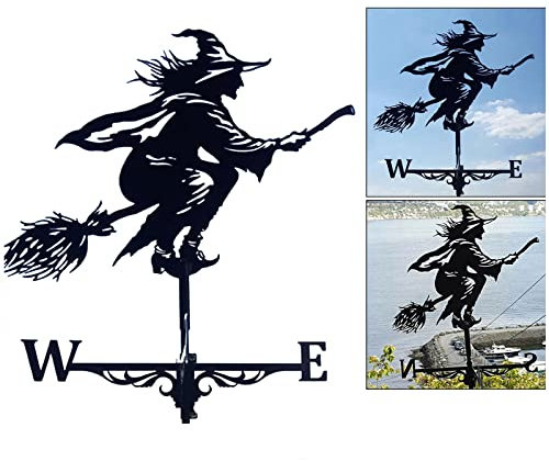 Wetterhexe Garten, Wetterfahne Fuer Dach, Fliegende Hexe Deko Garten, Windfahne FüR DraußEn, für Garten Hof Rasen Halloween Dekoration