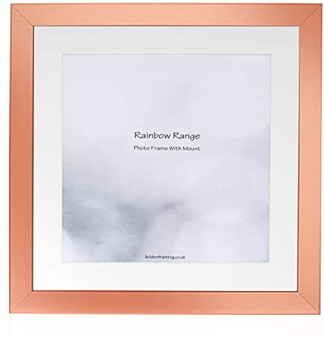 Boldon Framing - Rose Gold, Square Thin Photo Frame in Solid Wood with White Wall Mount, 20x16 For Pic A3
