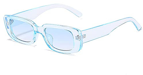 RUNHUIS Retro Rechteck Sonnenbrille Damen Herren Vintage Small Square Fashion Brille Blau