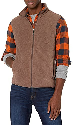 Amazon Essentials Herren Polarfleece-Weste mit durchgehendem Reißverschluss (erhältlich in Big & Tall), Braunheide, L