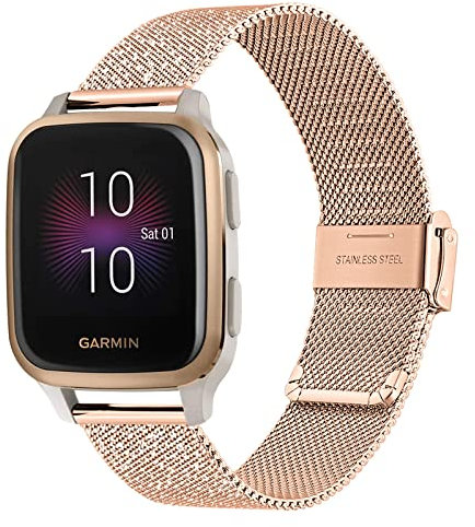 TRUMiRR Cinturino Compatibile con Garmin Vivomove Trend/Venu Sq 2 Music/Sq 2 - 20mm in Metallo Intrecciato a Sgancio Rapido in Acciaio Inossidabile