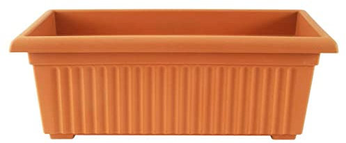 Optimal Products Plastic Window Planter Plant Pot Outdoor Garden Herb Flower Growbag Tray Broad Base Box Water Barrel (70cm Trough Terracotta)