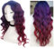 REEWES Lange Ombre Rot Curly Perücken für Frauen Hitzebeständig Haar Natürliche Perücken für tägliche Cosplay Kostüm Party Karneva