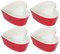 Sizikato Lot de 4 ramequins en porcelaine en forme de cœur Rouge 9,1 cm pour souffle, crème brûlée et sauces à trempage