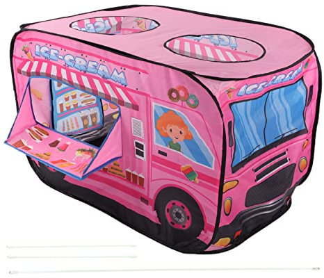 Rosa Eiswagen-Pop-Up-Spielzelt für Kinder, faltbares Spielhaus für drinnen und drau?en für Kleinkinder, Jungen und M?dchen