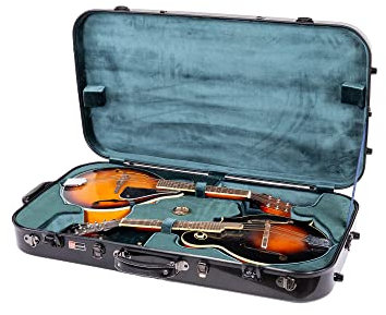 Crossrock Fiberglass Double Case with TSA Lock for Two A/F Style Mandolins-Black (CRF2020DMBK)