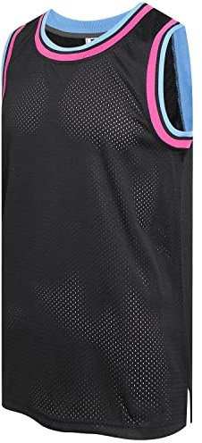 Dehaner Basketball-Trikot für Herren, Mesh-Training, Übung, Sport, Team-Uniformen, Fans-Outfits, Hellblauer Halsausschnitt, schwarzes Jersey, XX-Large