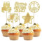 Cupcake-Aufsätze 2025 Happy New Year, Hello 2025, Mitternachtsuhr, Feuerwerk, Cupcake-Picks, Cheers to 2025, Kuchendekorationen für Willkommen 2025, Happy New Year Eve Partyzubehör, Gold, 30 Stück