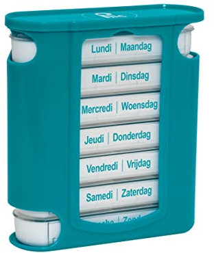 PLIC CARE - Pilulier Tour Hebdomadaire et Journalier - Pratique et modulable - 7 jours- matin, midi, soir, nuit - Organisateur pour médicaments, pilules et vitamines - Français et Néerlandais