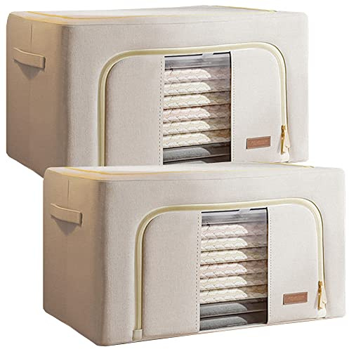 JOYBOS, 2er Set Aufbewahrungsboxen für Kleidung, 132 Liter (66 x 2), faltbar aus Textilmaterial