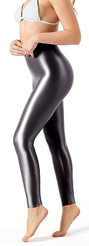 SOFSOT Übergröße, hohe Taille, Workout-Leggings, glänzend, Pilates-Hose, Yoga-Strumpfhose für Damen