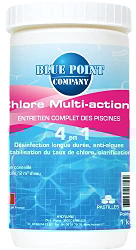 Chlore Multifonctions Piscine - Traitement Tout-en-Un à Multiples Actions/Galets de Chlore : désinfection, Anti-algues, clarifiant et stabilisant - Produit pour Entretien Eau Piscine (1KG)