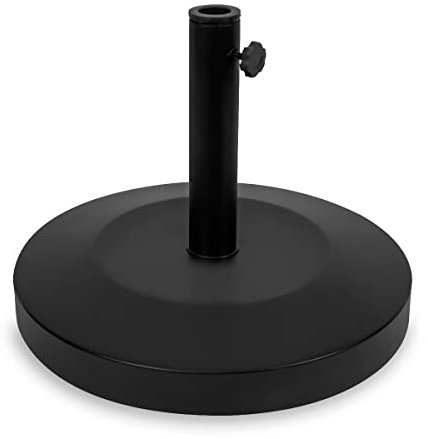 Vonroc Pied de Parasol Rond Ø48cm Noir - Base Solide 25kg - Pied de Parasol en Béton et Acier en Poudre - Pour Parasols Rosolina, Recanati, Rapallo & Torbole - Terrasse, Balcon, Jardin